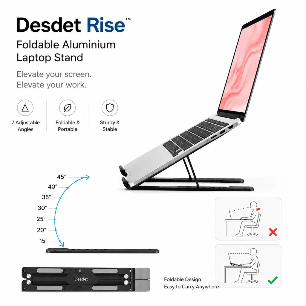 Desdet Rise | Adjustable Foldable Aluminium Laptop Stand