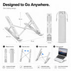Desdet Rise | Adjustable Foldable Silver Aluminium Laptop Stand