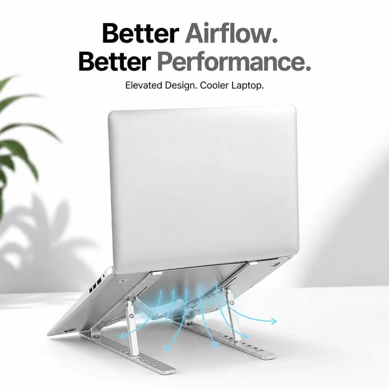 Desdet Rise | Adjustable Foldable Silver Aluminium Laptop Stand